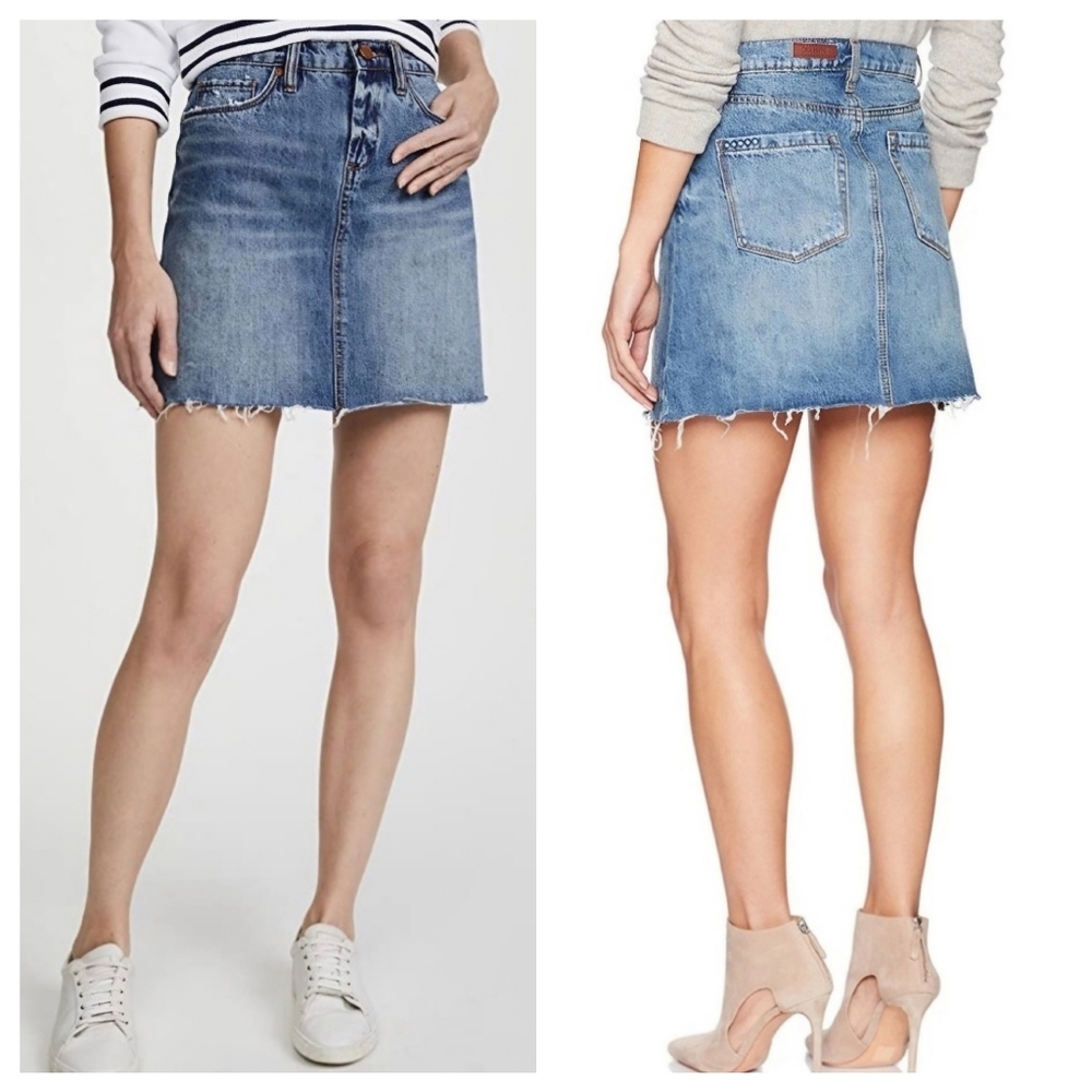 Blank NYC Denim Mini Skirt With Raw Hem, Size 27, Blue - Picture 13 of 16